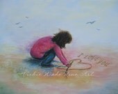 I Love You Beach Girl Art Print brunette beach girl writing I Love You heart in sand valentine wall art pink, Vickie Wade art I Love You Beach Girl Art Print brunette beach girl writing I Love You heart in sand valentine wall art pink, Vickie Wade art