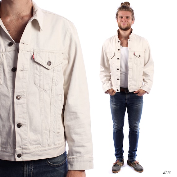 Mens Levis Jacket . Mens Denim Jacket . White by BetaMenswear