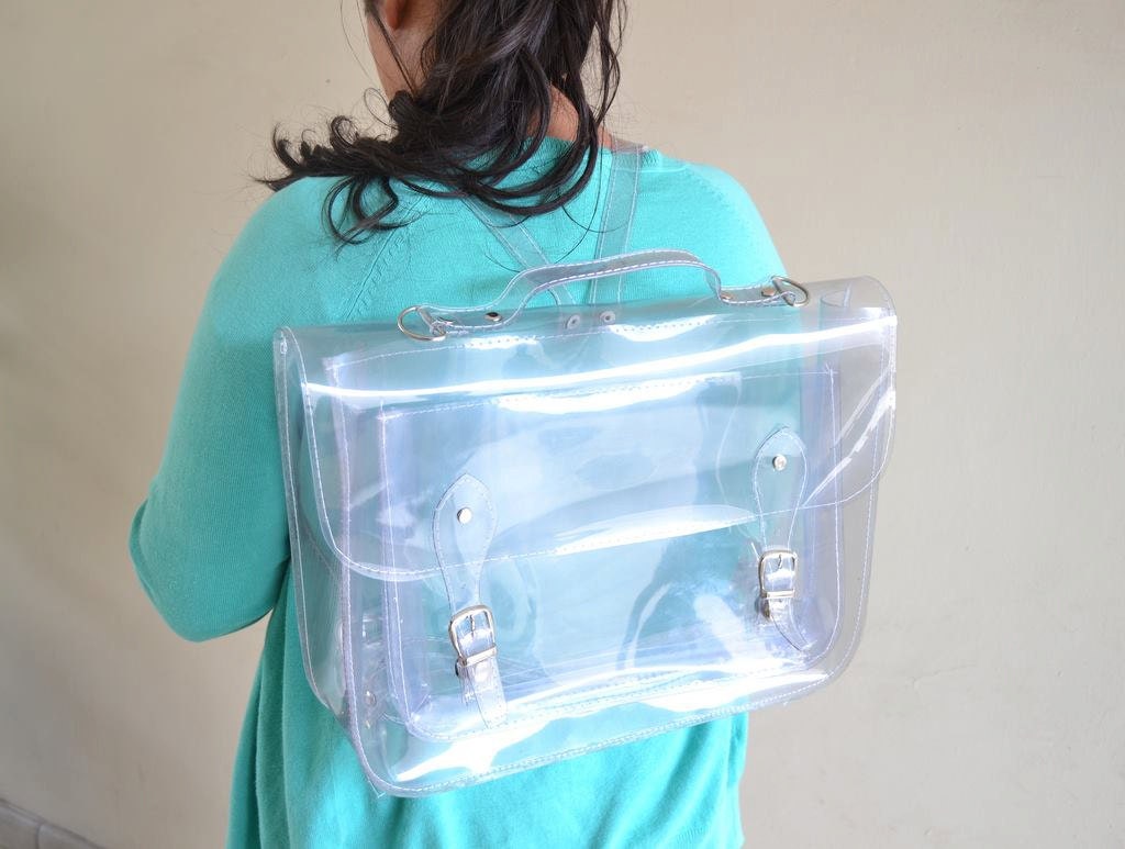 Clear plastic backpack satchel Handmade to order