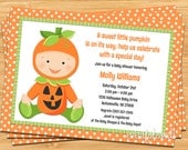Fall Halloween Pumpkin Baby Shower Invitation - Printable Il_170x135