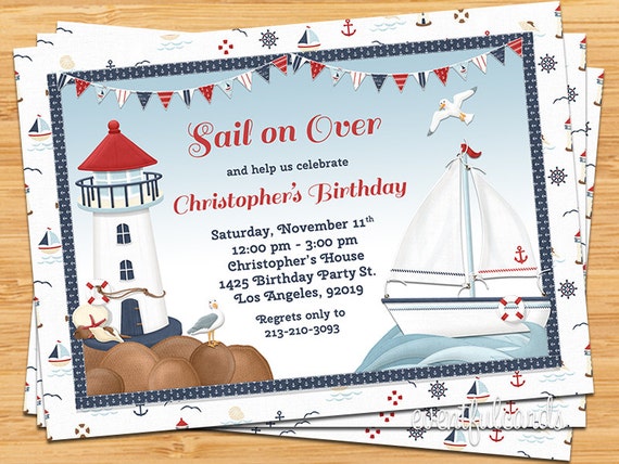 Sailboat Birthday Party Invitation Il_570xn