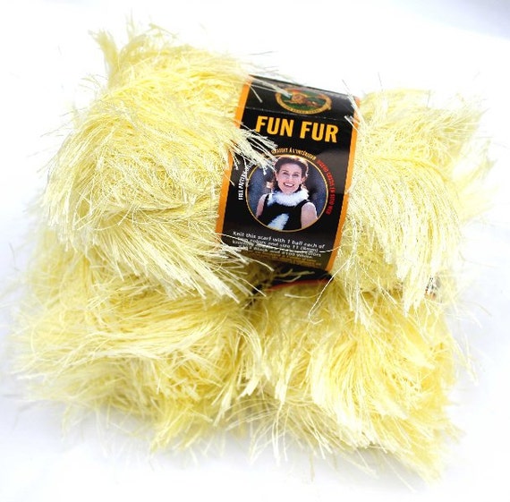 Lion Brand Yarn Fun Fur Novelty Feather Eyelash Soft Yellow
