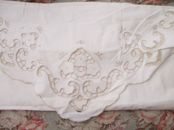 Shabby Chic Cream Cotton PILLOW SHAM large lace