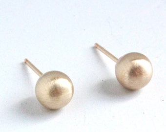 Matte Gold Stud Earrings ( 6 mm ) Handmade Jewelry - Perfect Gold Post Earrings - brushed gold earrings