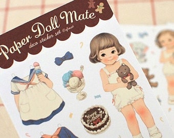 Paper Doll Mate Stickers - Paper Type 6 sheets (3.7 x 7.4in)