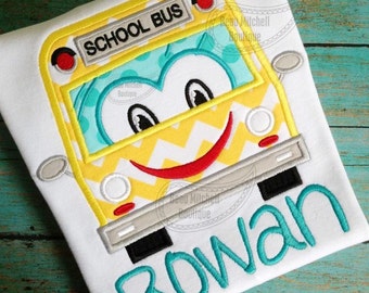 School Bus Applique Embroidery Design