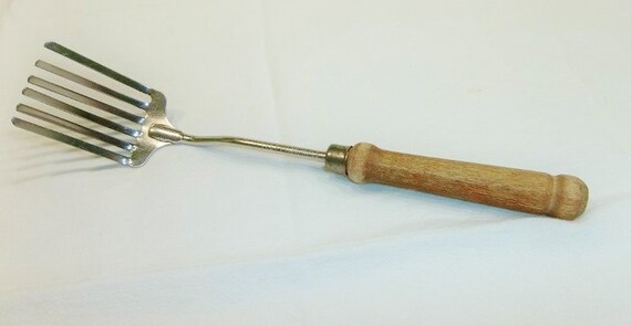 STAINLESS FOLEY FORK with Original Wood Handle Blender Fork