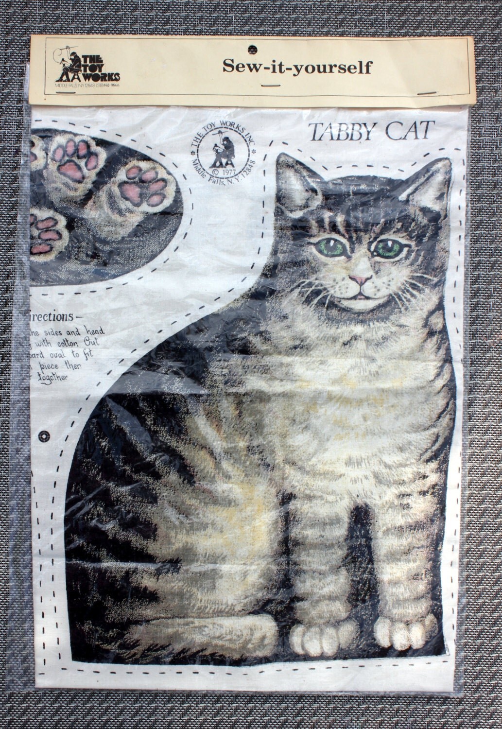 Tabby Cat Cloth Doll Fabric Panel Pattern DIY 1977