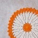 Autumn Harvest Crochet Lace Doily, Pumpkin Orange, Ecru, Home Decor, Original Design by NutmegCottage