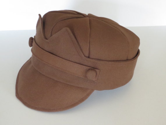 Mazepynka Brown Canvas Military Cap Mens Hat Casual Fashion