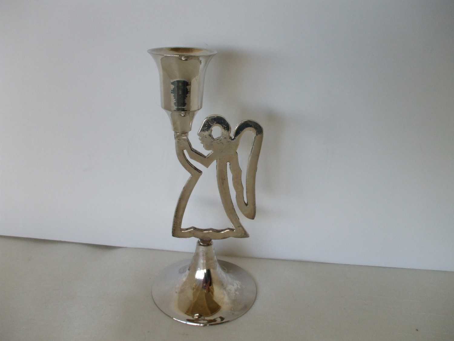 International Silver Plate Angel Candle Holder Vintage