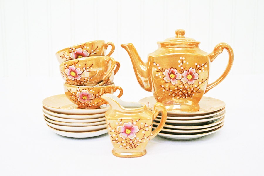 Vintage Children's Tea Set Lusterware Tea Set