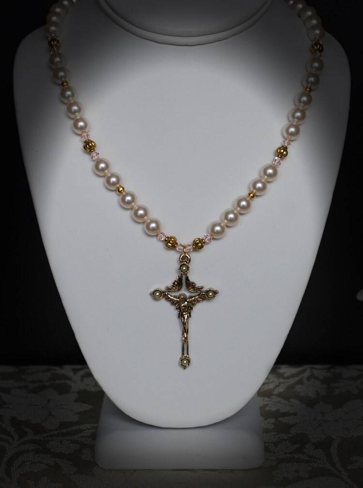 Catholic Necklace/Crucifix by SusanSerdarGallery on Etsy