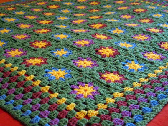 Crochet Blanket Apple Green Posy Floral Crochet Blanket Afghan Throw