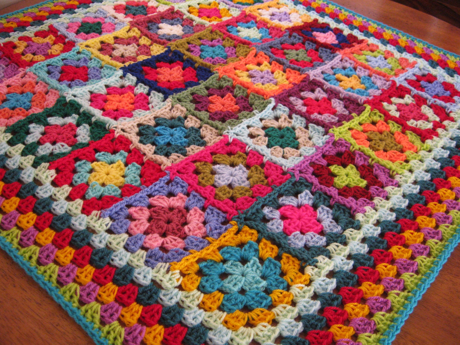 Granny Squares Afghan Blanket Crochet Wonderful Kaleidoscope