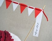 Christmas Cake Bunting with greeting label ~ Red & White ~ made from textured cardstock. Choose your own greeting MADE TO ORDER Il_170x135