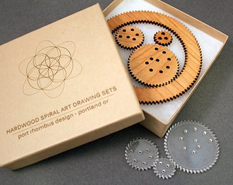 Hardwood Spiral Art Drawing Tool for Drafting Rosettes and Borders & other Decorations - Spirograph Toy Kit