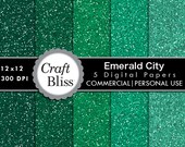 Emerald Glitter Paper Pack Glitter Papers Green Glitter Textures Digital Paper Pack Glitter Scrapbook Paper Craft Supplies Party Papers Il_170x135