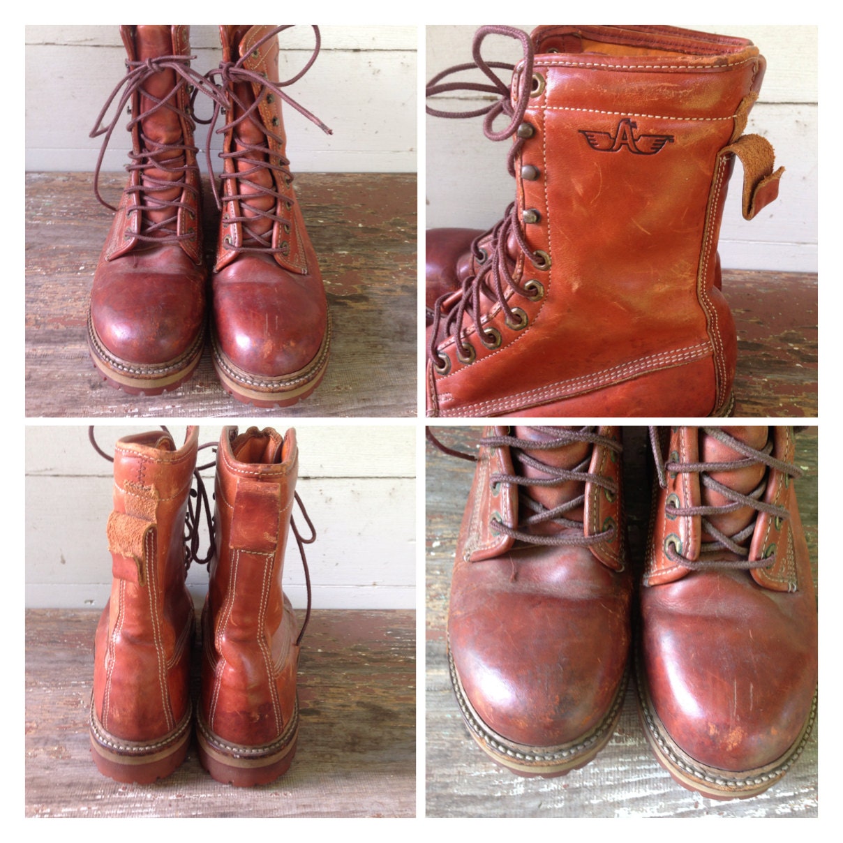 On Sale Leather Boots. Worn Loved. Made IN USA. Work boots.