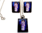 Elegant rectangle studs with necklace art jewelry set by Tarra Lu- Flames- gift ideas