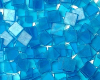 Tumbled Sky Blue Stained Glass Mosaic Tiles