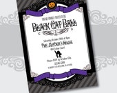 Halloween Black Cat Ball Printable Custom Party Invitations Il_170x135