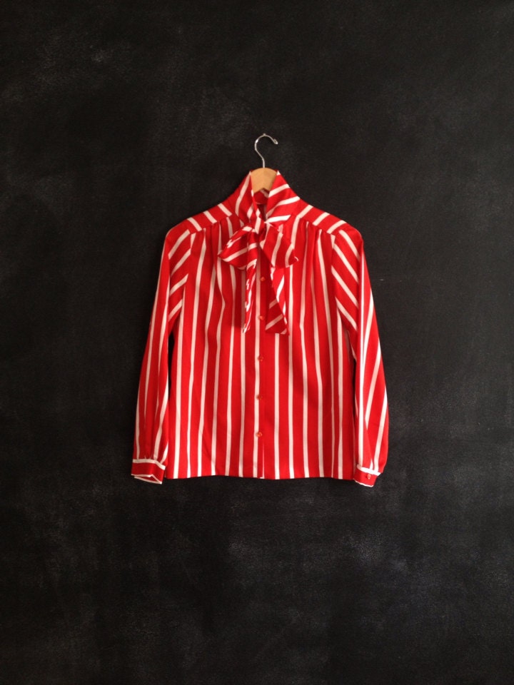 Red stripe blouse by FoundHound on Etsy