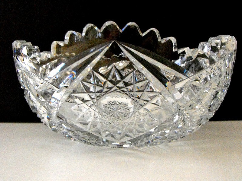 Vintage American Brilliant Cut Glass Crystal Bowl - Clear ...