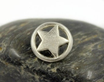 Metal Buttons - Ring Star Metal Buttons , Matte Silver Color , Openwork , Shank , 0.59 inch , 10 pcs