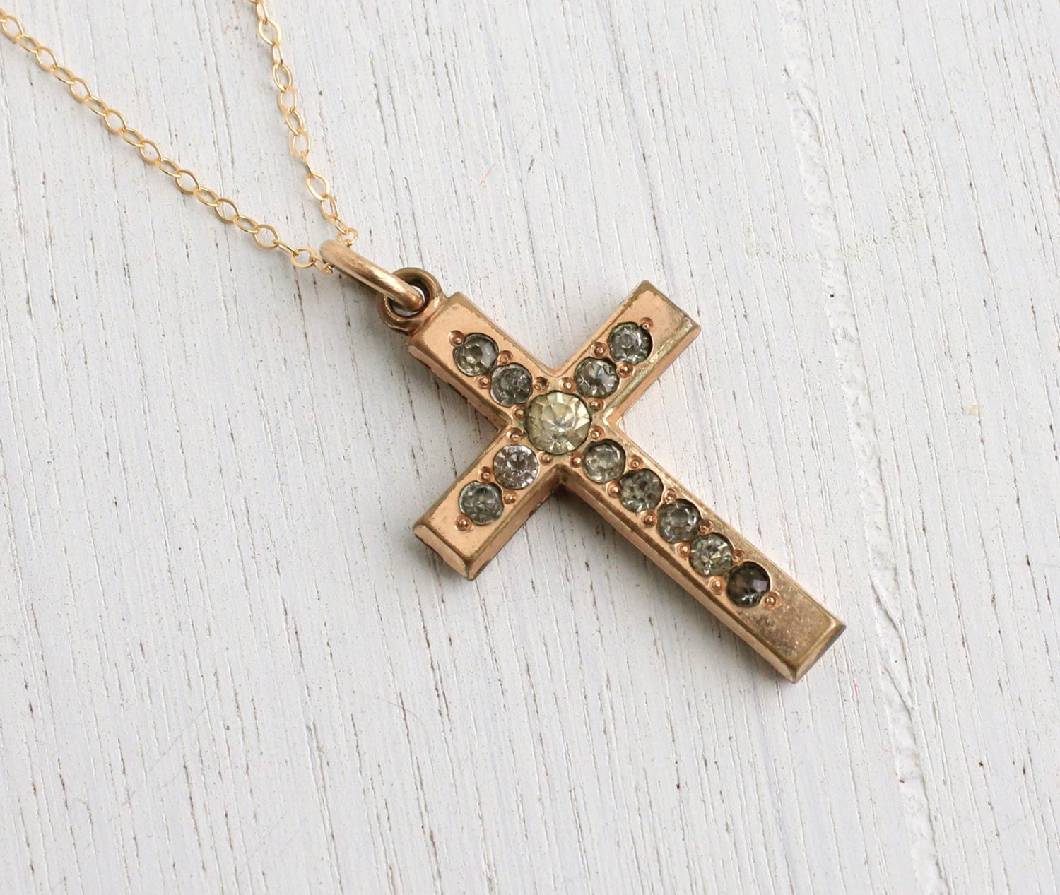 SALE Antique Gold Filled Cross Necklace Edwardian