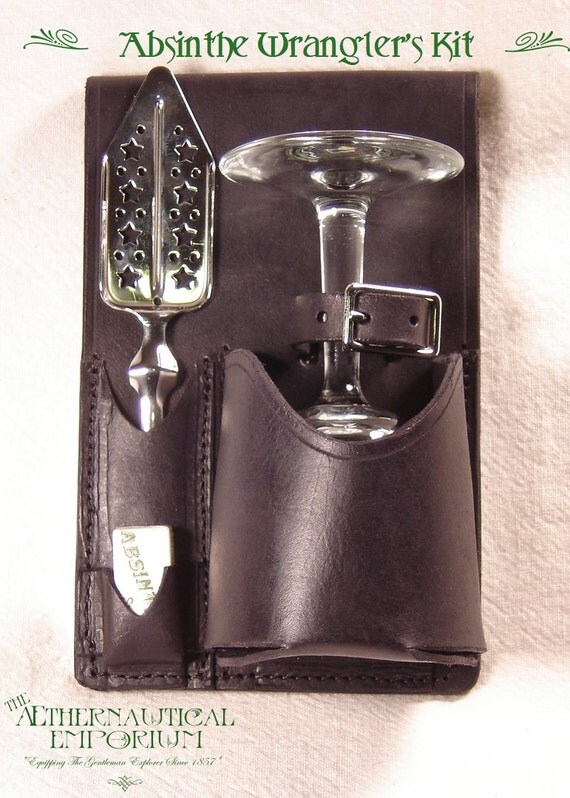 Black Leather Absinthe Wrangler's Kit Complete with