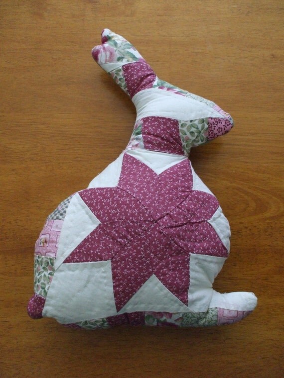 Upcycled Bunny Rabbit Quilted Bunny Pillow