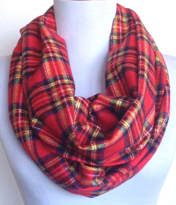 Infinity Scarf in Red Blue and Yellow Tartan Plaid by 30Latitude