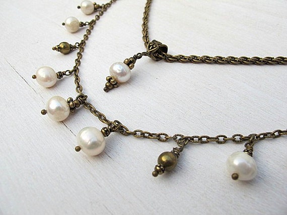 Romantic Freshwater Pearl Necklace: Double Strand by DarkRide