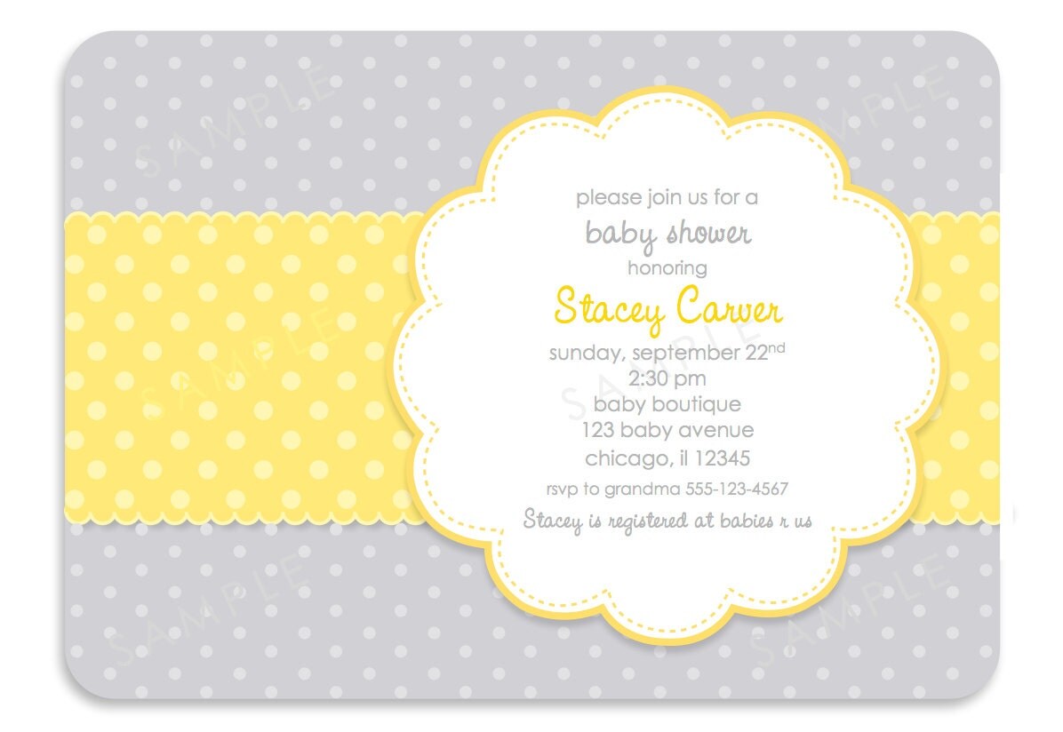 Gray and Yellow Baby Shower Invitations 24 by Announciation