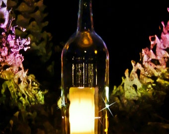 CLEAR Wine Bottle Candle Holder Hurricane Lamp