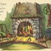 Yule Log and Christmas Hearth and Vintage Christmas Postcard 1928 Quiet Seat by the Fire
