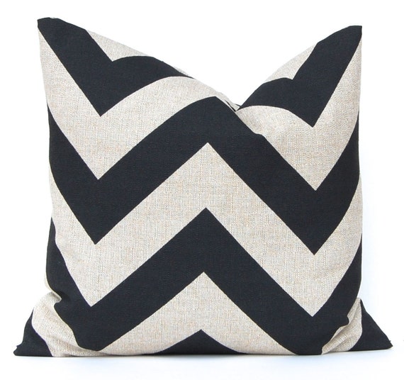 Items similar to Decorative Throw Pillow Cover Rustic Black Chevron