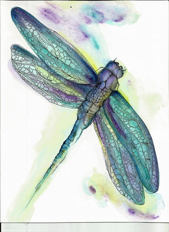 Items Similar To Dragonfly Art Print 8 X 10 Watercolor Original Art On Etsy