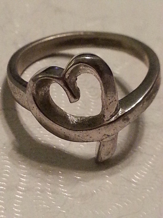 Vintage Sterling Silver Heart Ring 925 Promise Ring Love