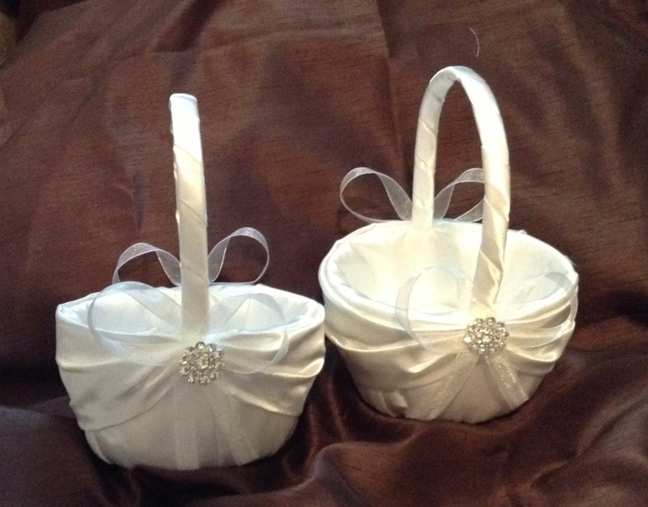wedding flower girl basket ivory or white color custom by irmart