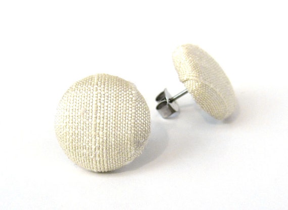 Champagne earrings  beige stud earrings  shiny by KooKooCraft