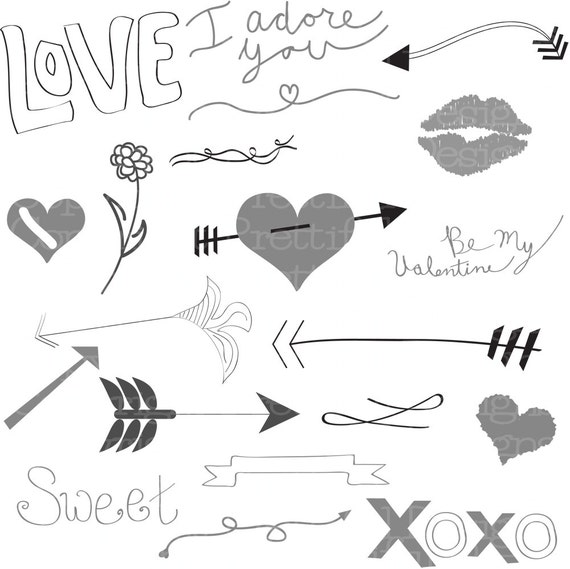 Vector Valentine Heart Love Arrow Clip Art in SVG EPS and AI for Commercial Use (807)