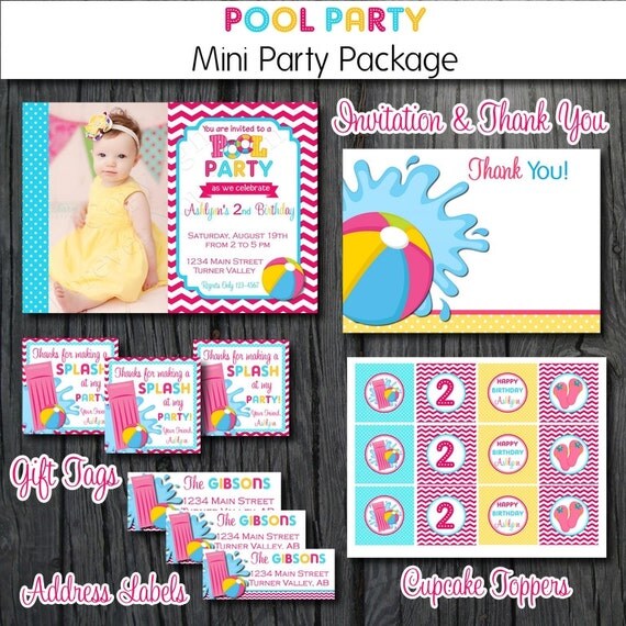 Pool Party Package - DIY - You Print - MINI PACKAGE Il_570xn