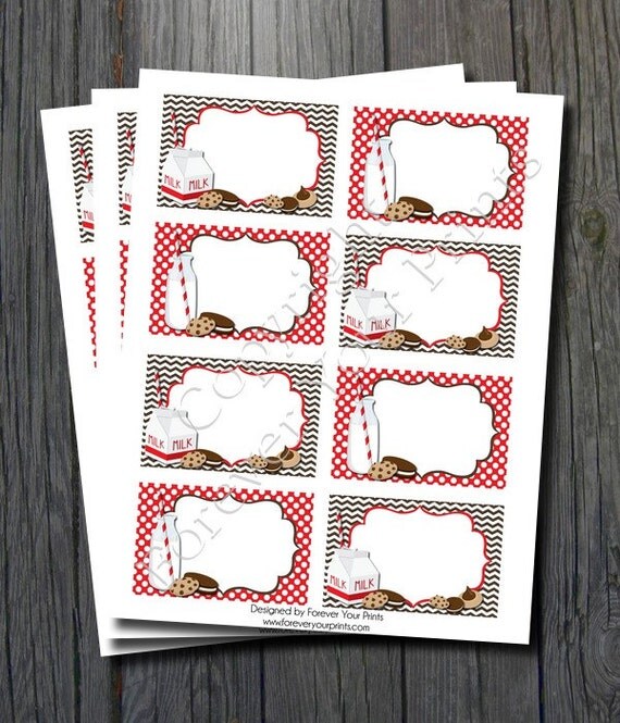 Milk and Cookies Party - Buffet Table Cards - INSTANT DOWNLOAD Il_570xn