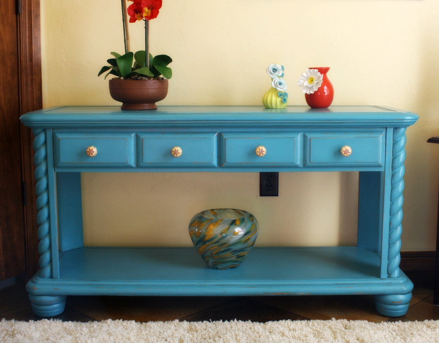 Turquoise Console / Sofa Table