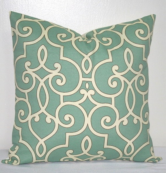 Seafoam Green and White 18inch Decorative Pillows Throw Pillow