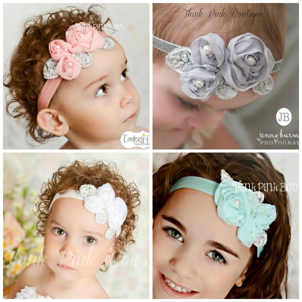 CHOOSE COLOR Baby headbandsWhite baby headband Pink Baby