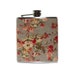 Mirabelle Blue-Gray Floral Flask for Women 6 oz with Funnel and Tote Bag