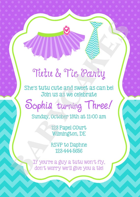 Tutu And Tie Party Invitations 9